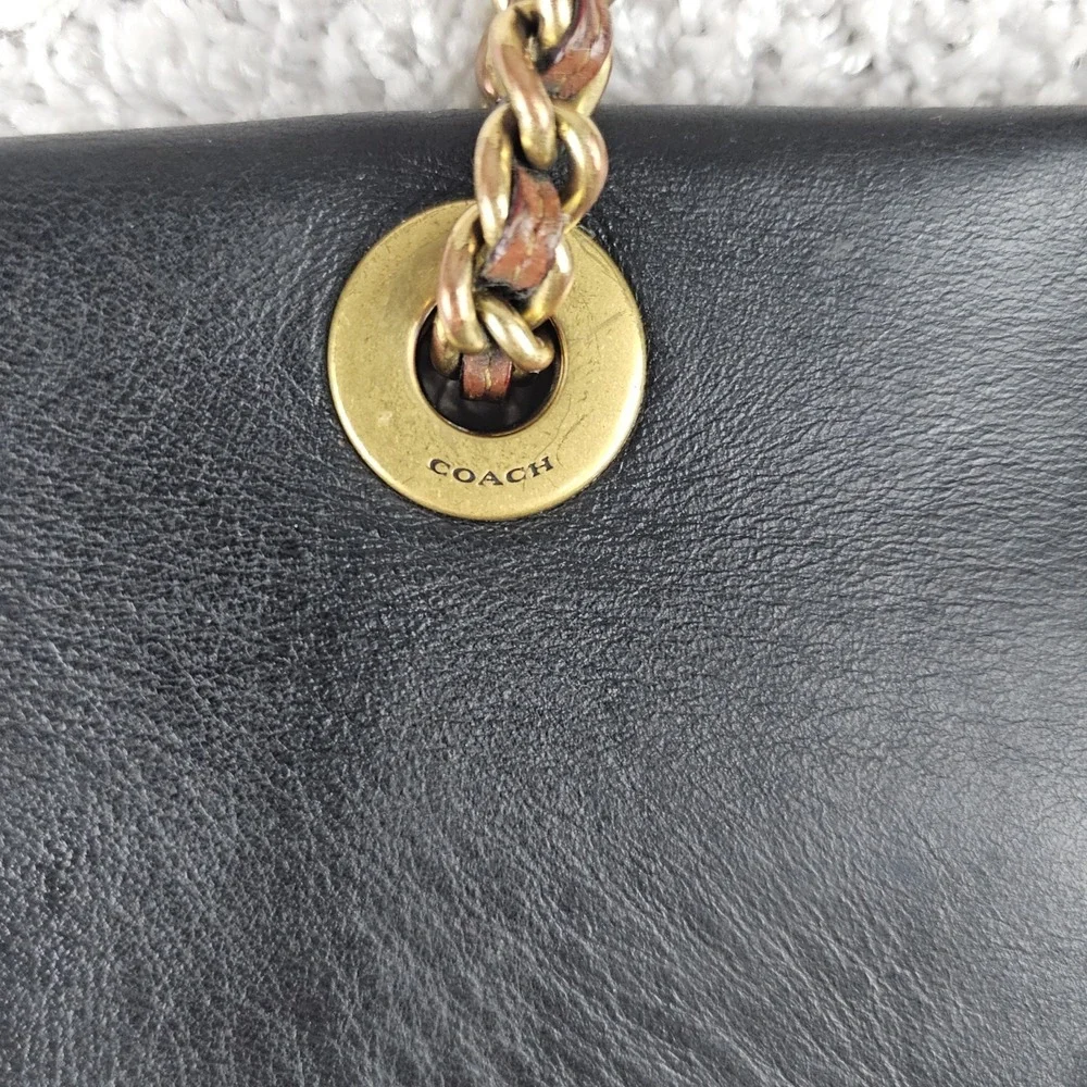 Coach Parker 1941 Rivets Chain Bag Signature Canvas Leather Genuine Snakeskin‎